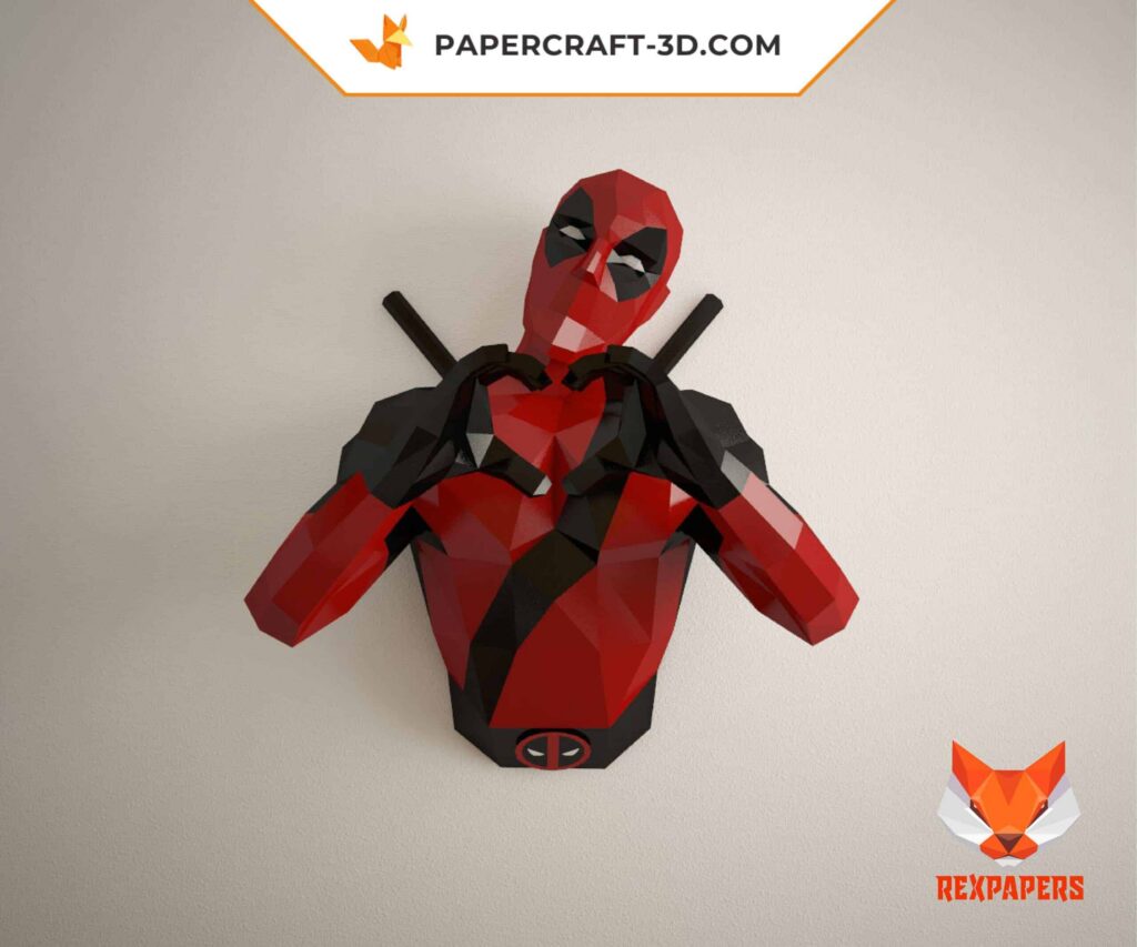 Papercraft de Deadpool em origami 3D