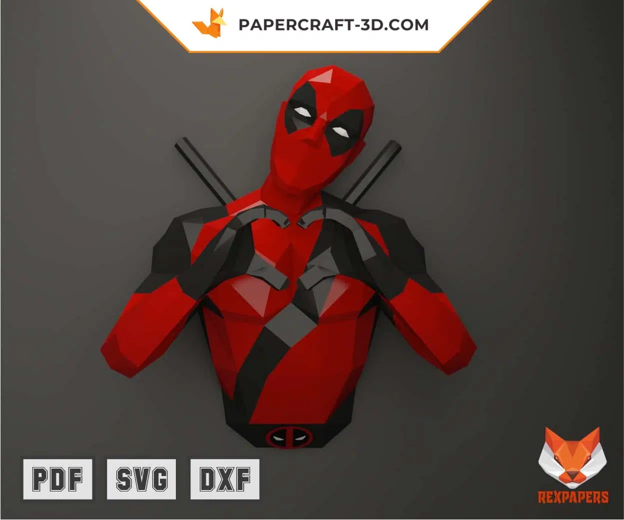 Papercraft do DeadPool em origami 3D Papercraft do DeadPool em origami 3D