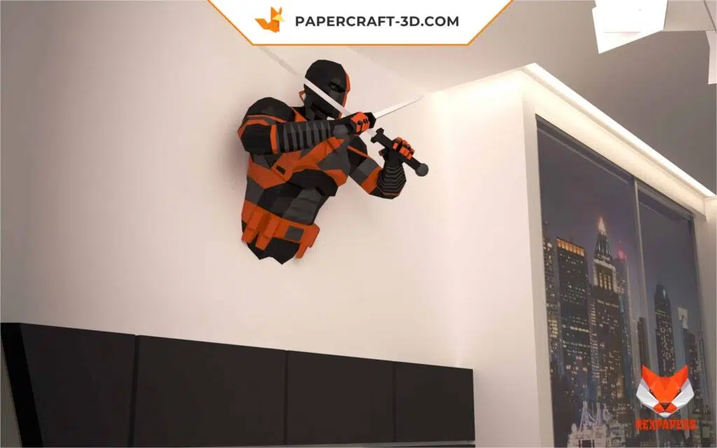 Papercraft Deathstroke en origami papier 3D : modèle PDF DIY, weergave 3