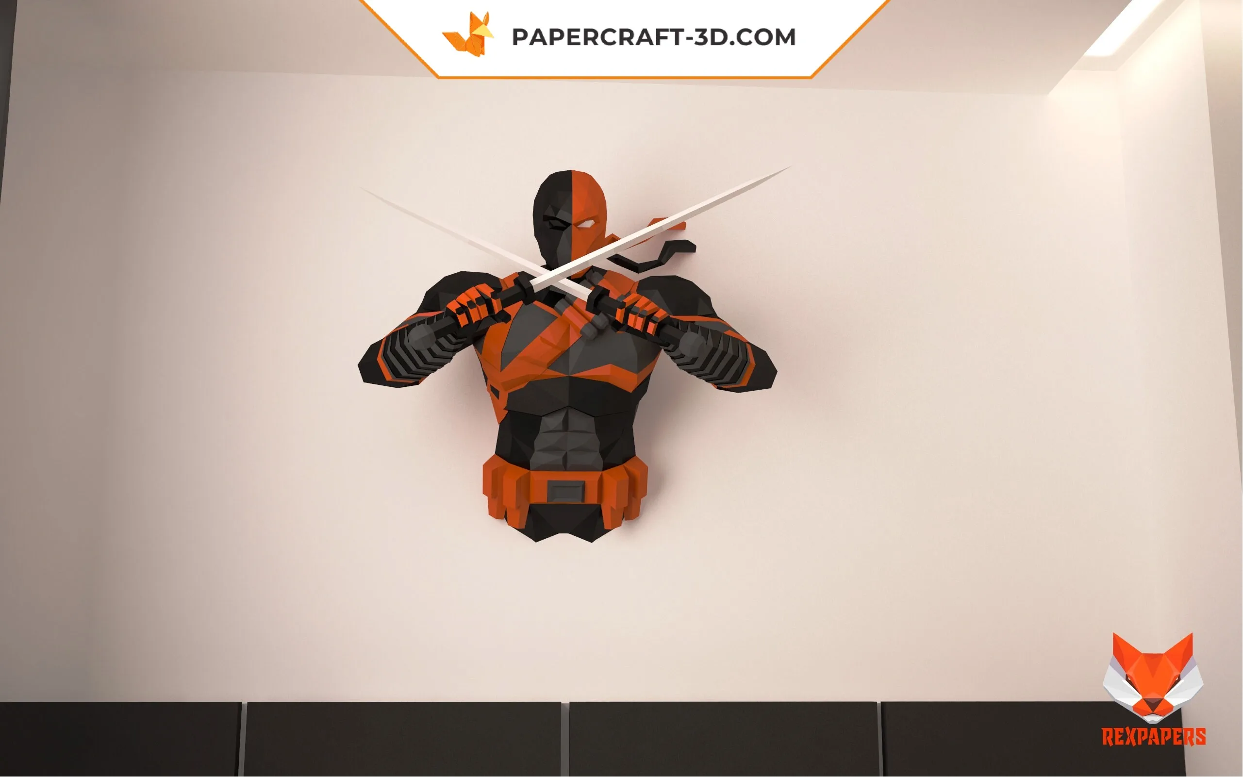 Papercraft Deathstroke en origami papier 3D : modèle PDF DIY, weergave 4