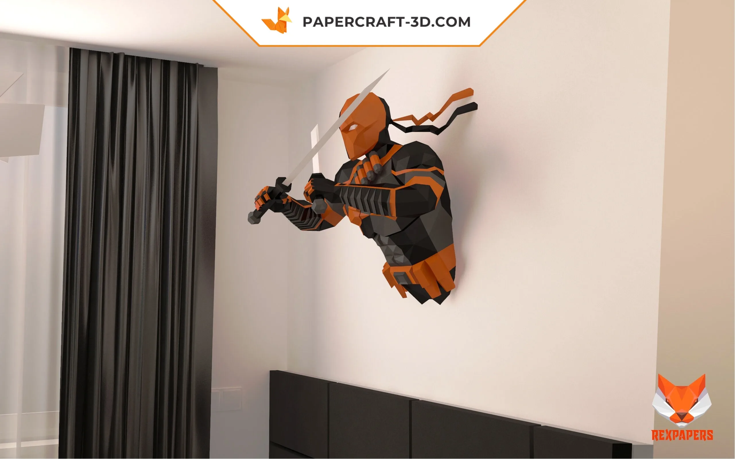 Papercraft Deathstroke en origami papier 3D : modèle PDF DIY, weergave 5