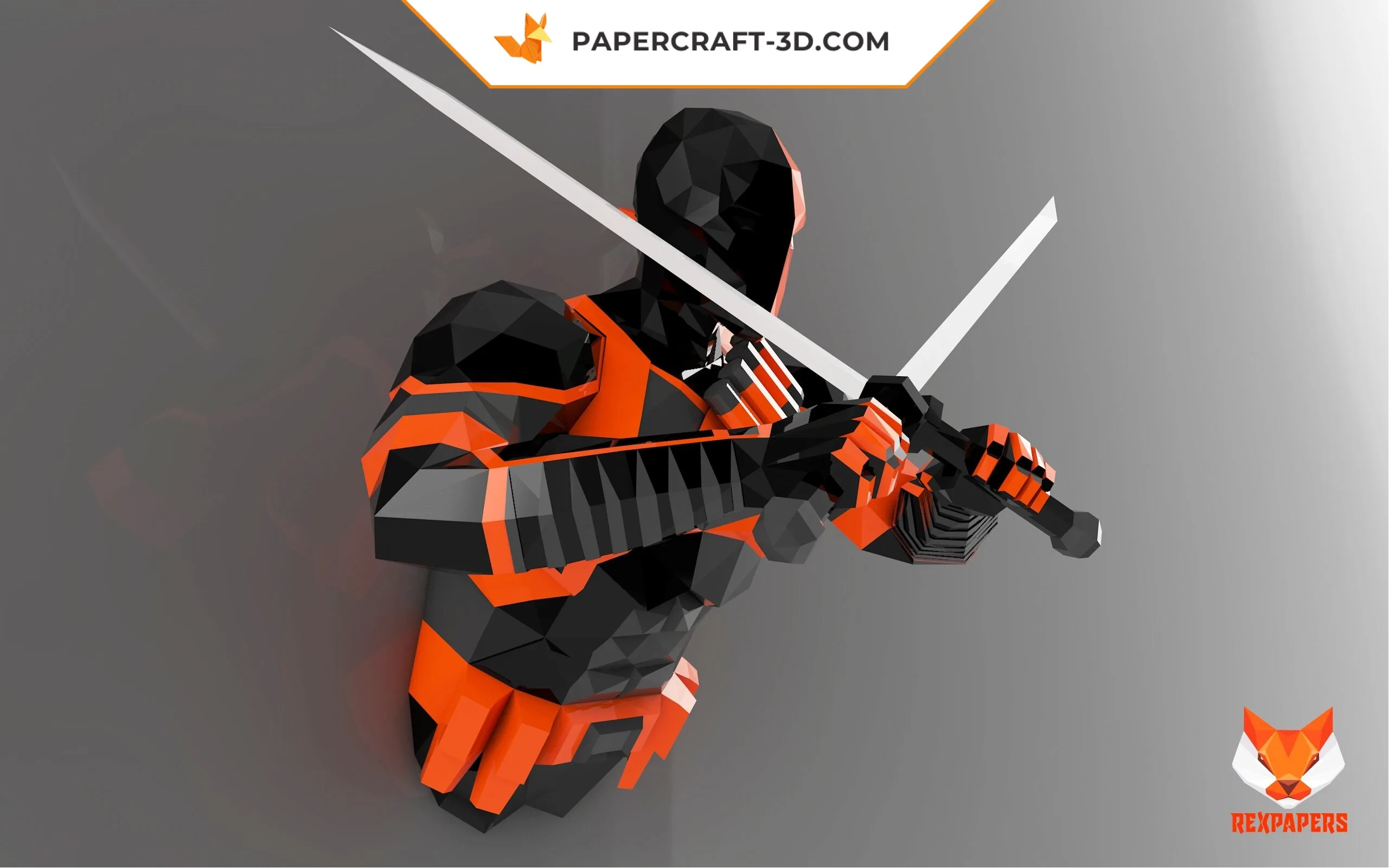 Papercraft Deathstroke en origami papier 3D : modèle PDF DIY, weergave 6