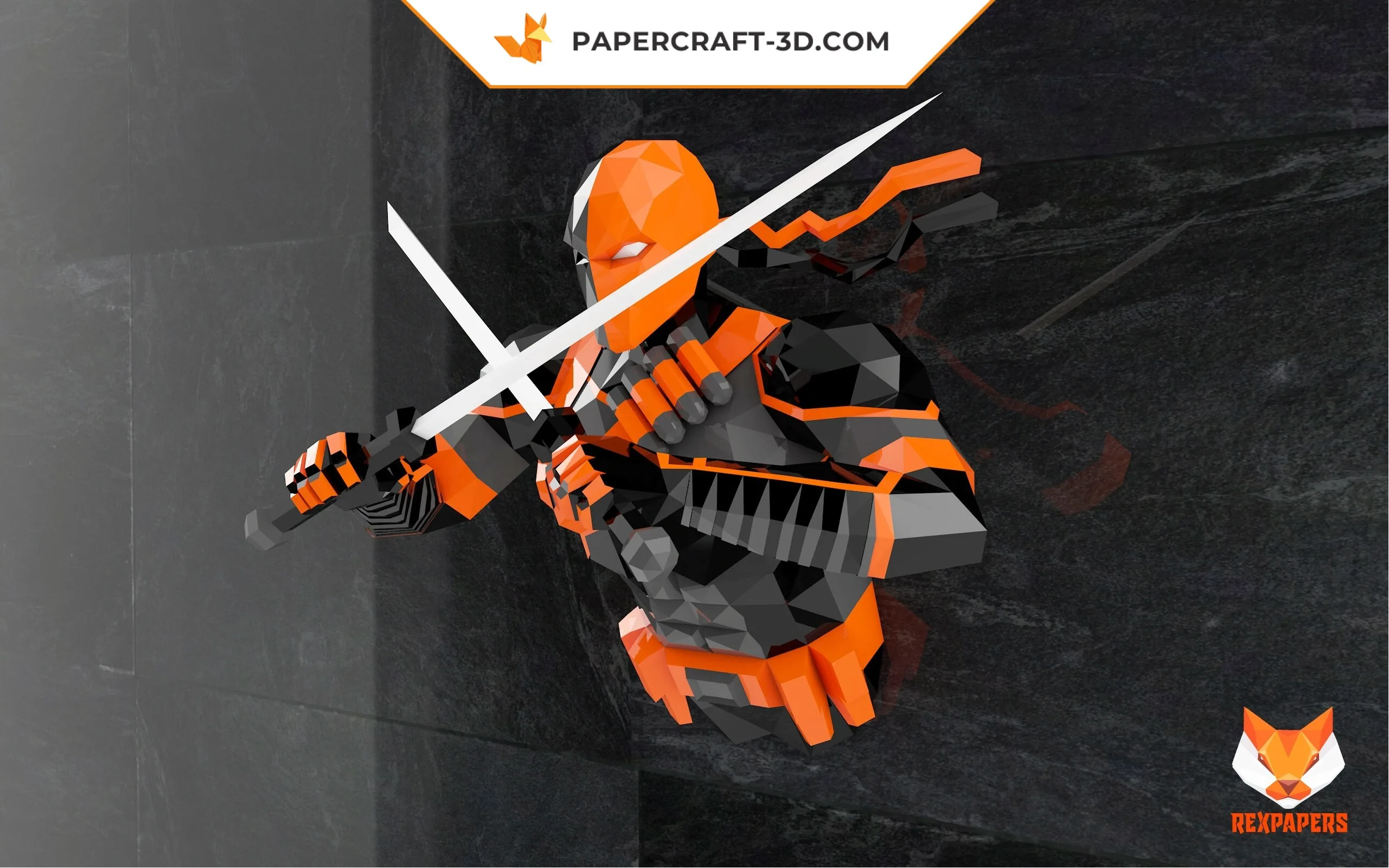 Papercraft Deathstroke en origami papier 3D : modèle PDF DIY, weergave 7