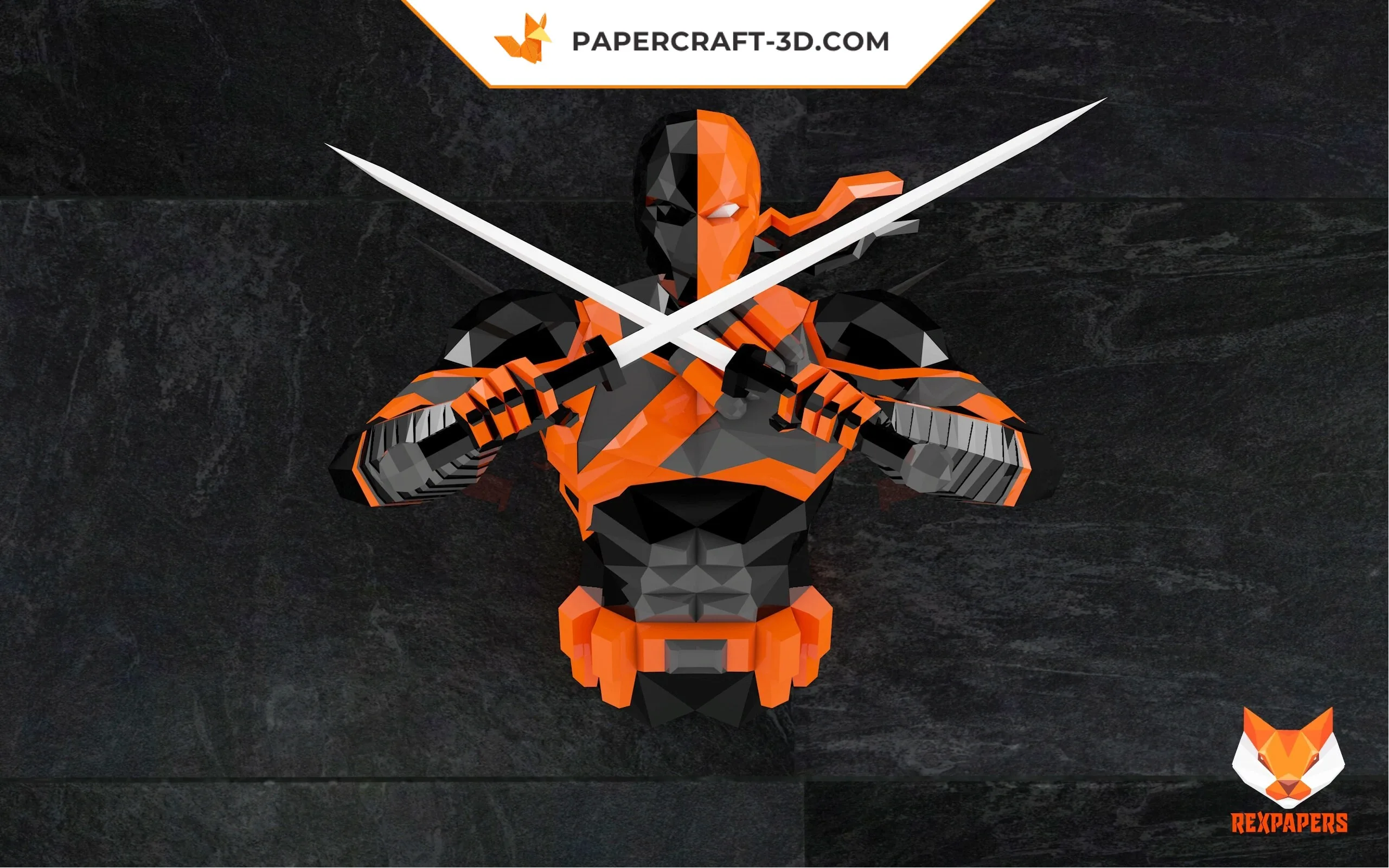 Papercraft Deathstroke en origami papier 3D : modèle PDF DIY, weergave 8