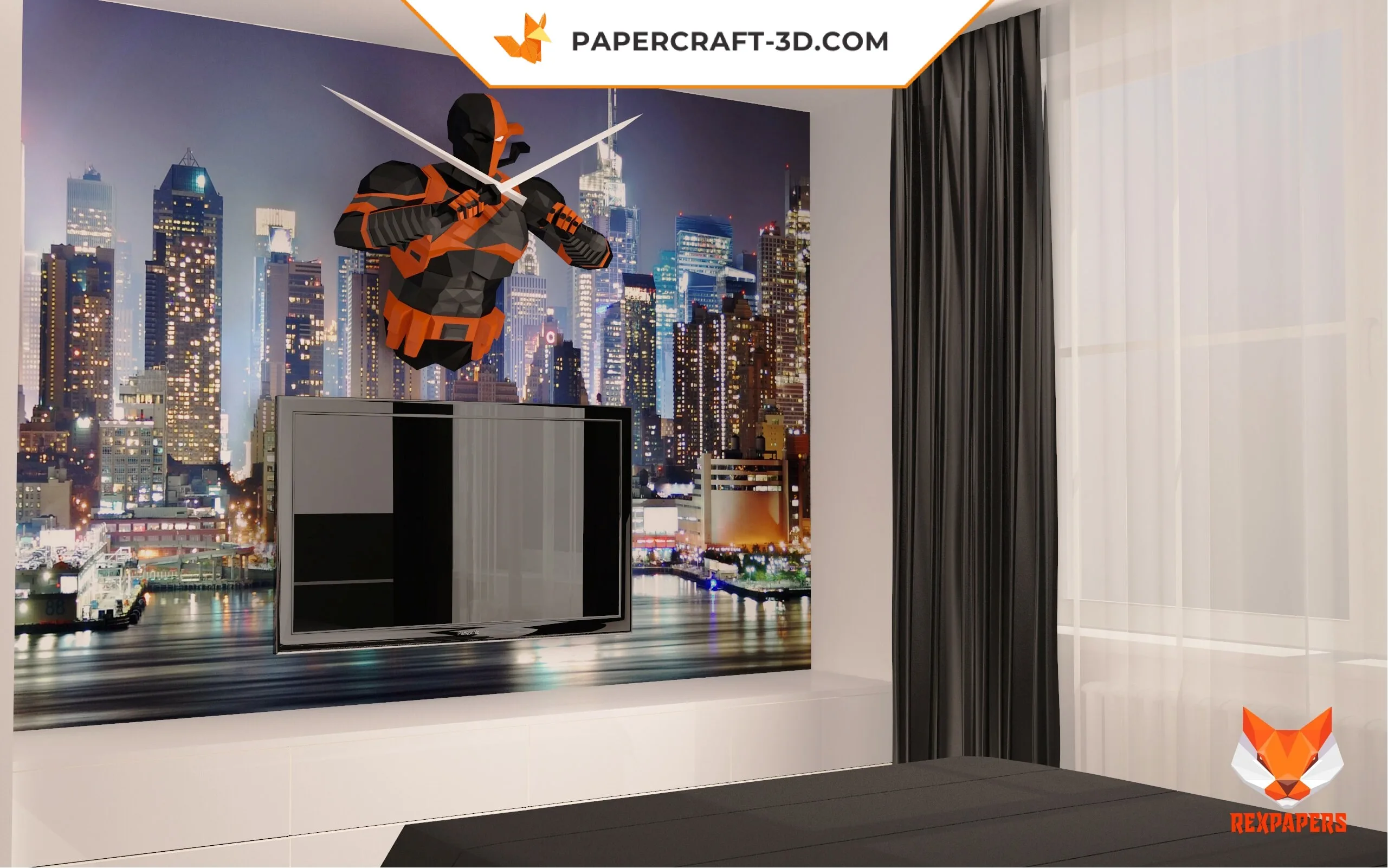 Papercraft Deathstroke en origami papier 3D : modèle PDF DIY, weergave 9