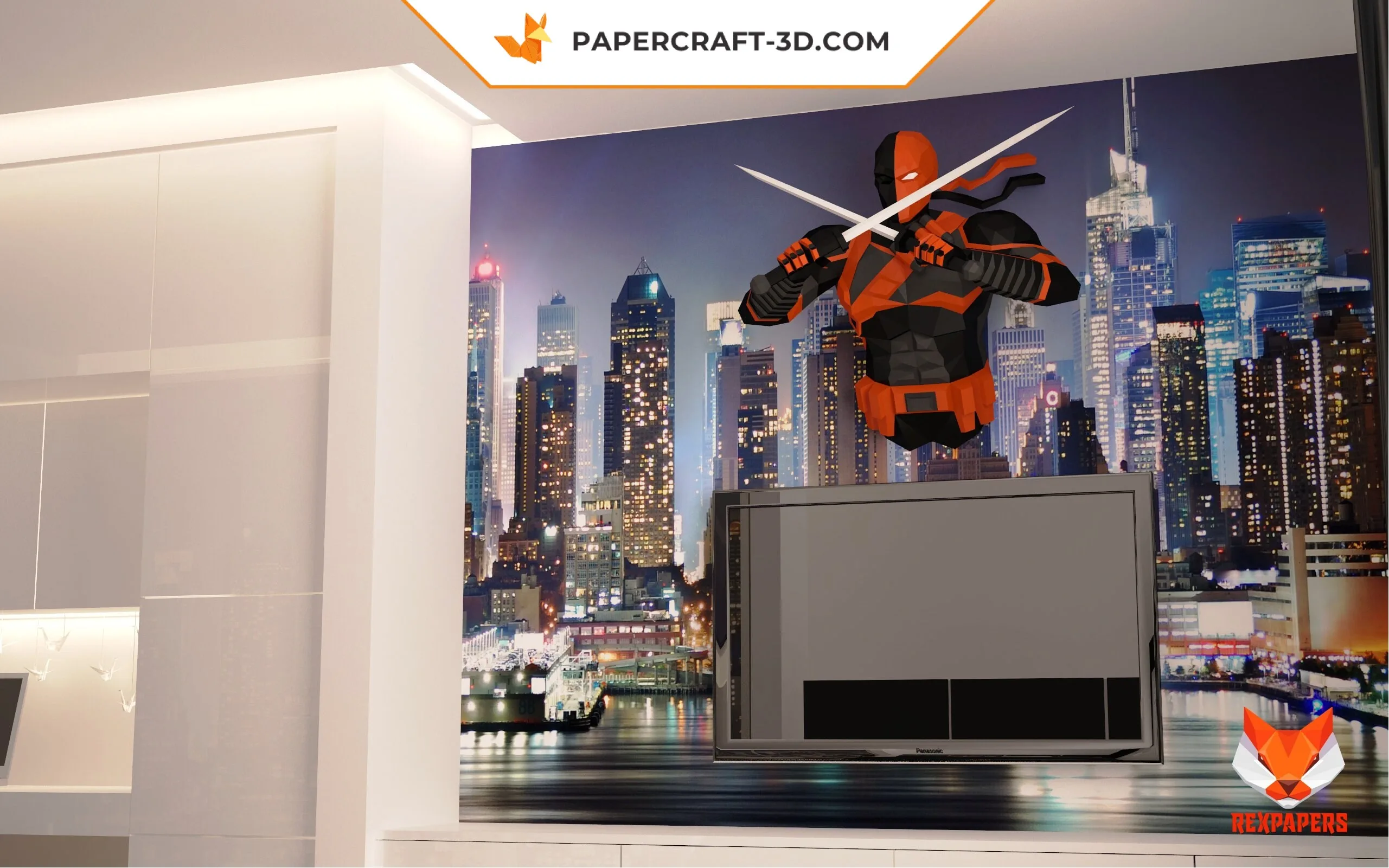 Papercraft Deathstroke en origami papier 3D : modèle PDF DIY, weergave 10