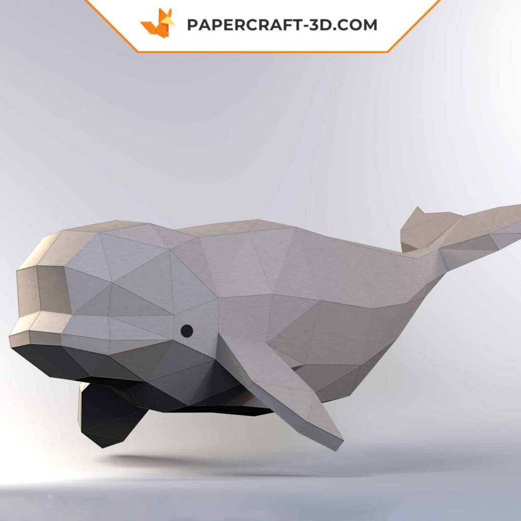 Papercraft beluga in 3D origami