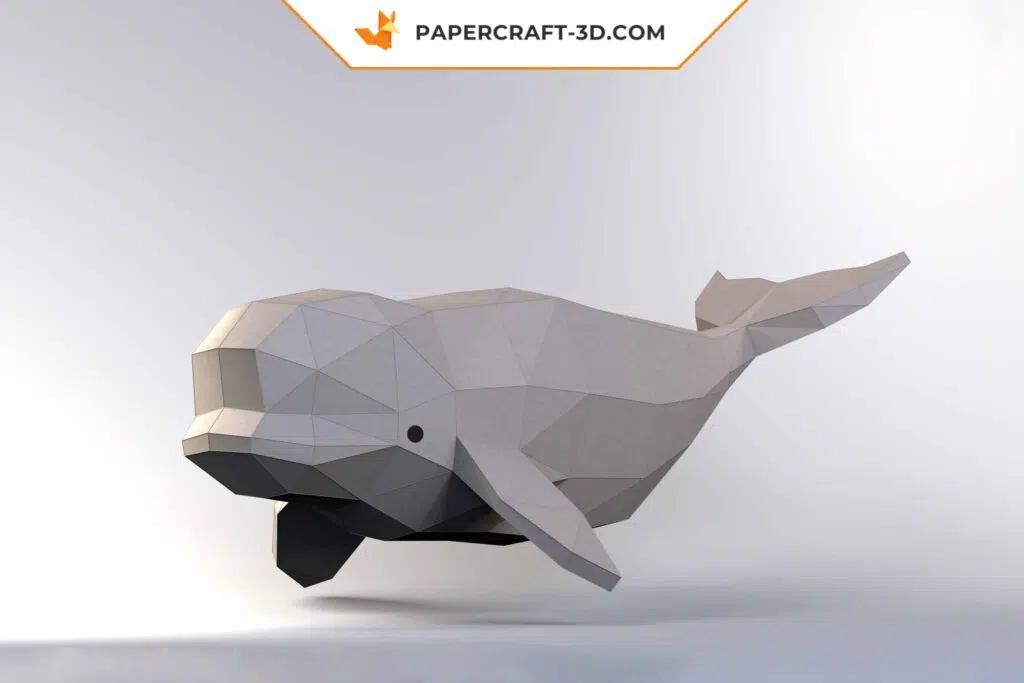 Papercraft beluga em origami 3D