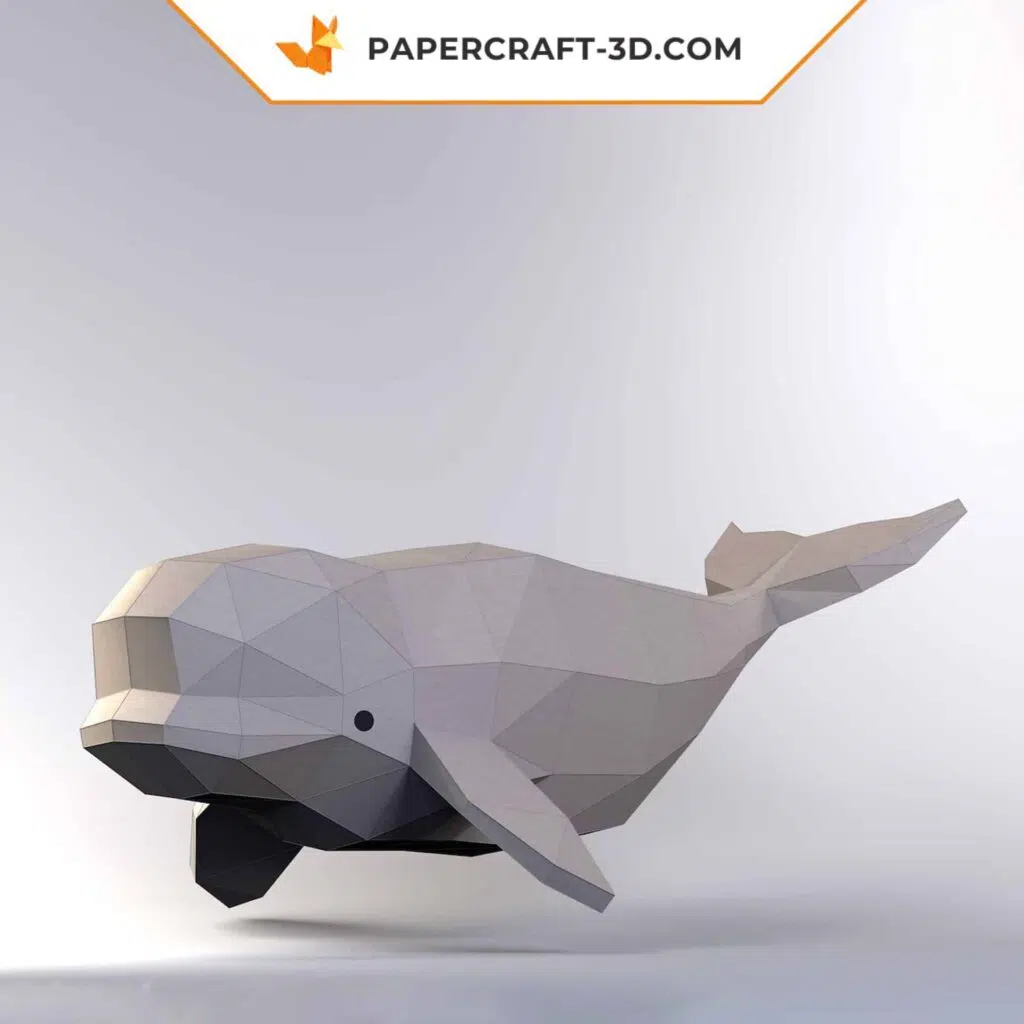 Papercraft de beluga en origami 3D