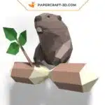 Papercraft Décor Mural Castor en origami papier 3D