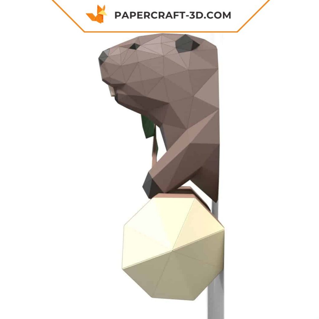 Papercraft decorazione murale di castoro in origami 3D