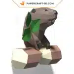Papercraft Décor Mural Castor en origami papier 3D, weergave 4
