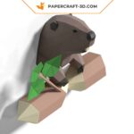 Papercraft décor mural de castor en origami 3D