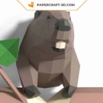 Papercraft décor mural de castor en origami 3D