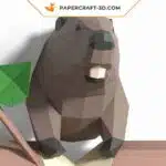 Papercraft Décor Mural Castor en origami papier 3D, weergave 6