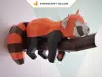 Papercraft décoration murale panda roux en origami papier 3D DIY pepakura low poly, weergave 2