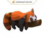 Papercraft décoration murale panda roux en origami papier 3D DIY pepakura low poly, weergave 4