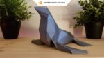 Papercraft de foca em origami 3D