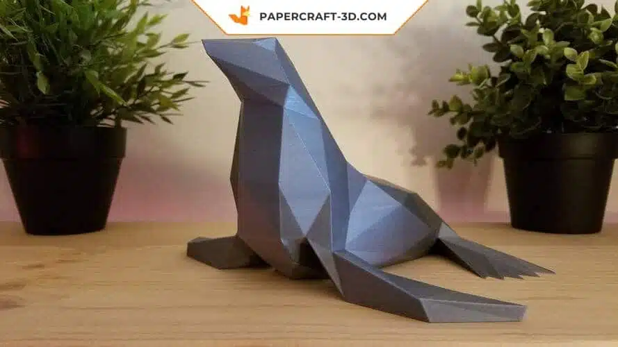 Papercraft Décoration Phoque en papier 3D origami, weergave 2
