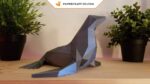Papercraft de foca em origami 3D