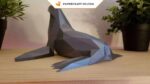 Papercraft de foca em origami 3D