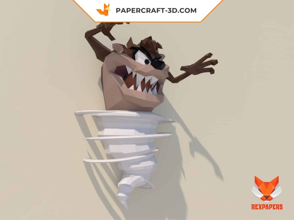 Papercraft Demônio da Tasmânia em origami 3D