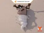 Papercraft Demônio da Tasmânia em origami 3D, vista 5
