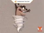 Papercraft Demônio da Tasmânia em origami 3D, vista 7