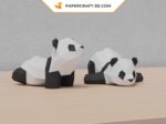 Papercraft of two pandas in 3D origami