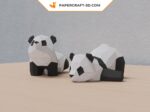 Papercraft of two pandas in 3D origami