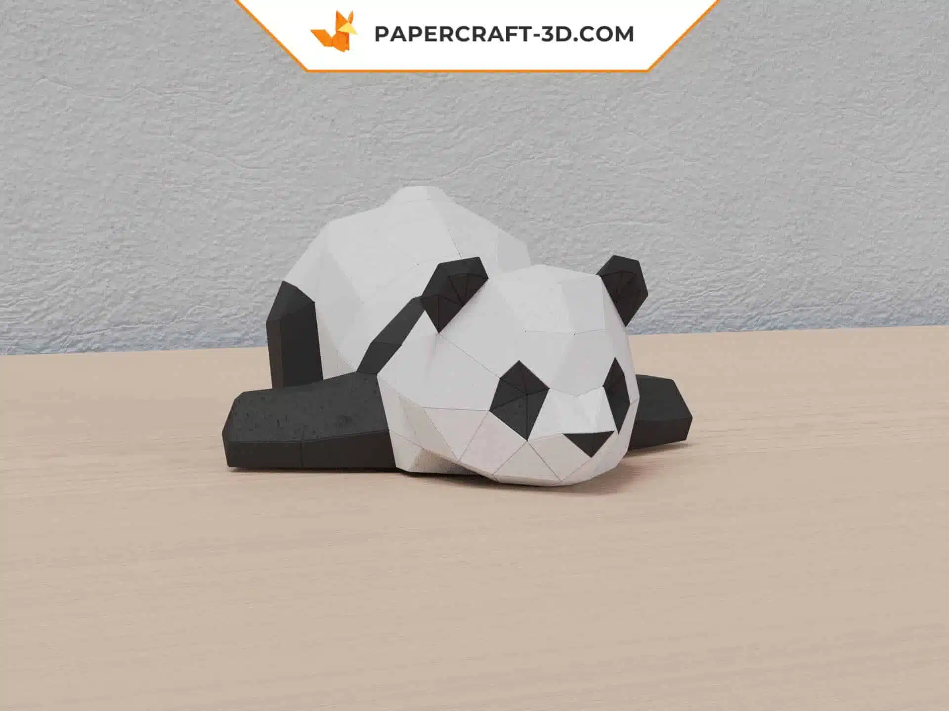 Papercraft de dois pandas em origami 3D, vista lateral
