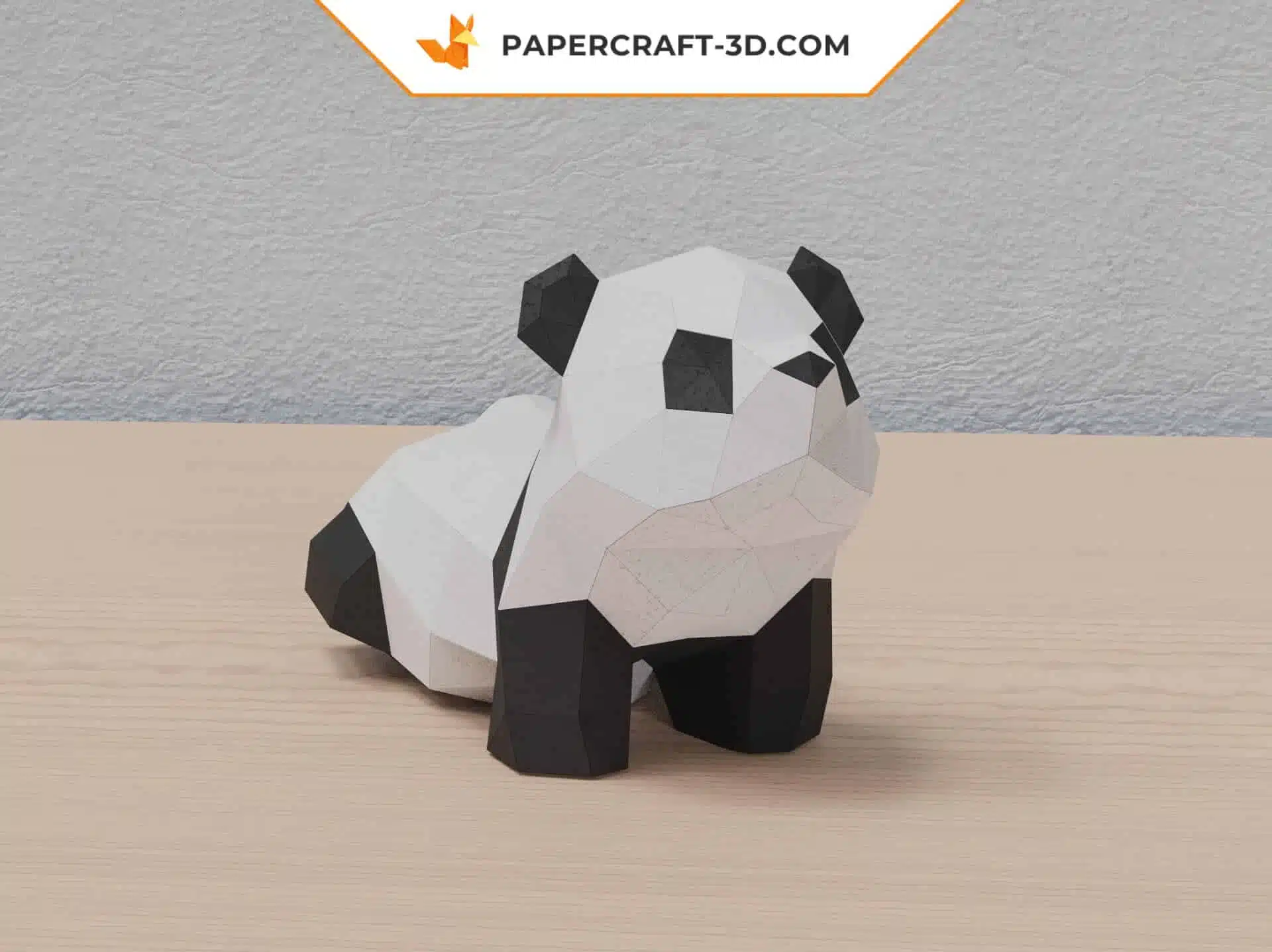 Papercraft de dois pandas em origami 3D, montado