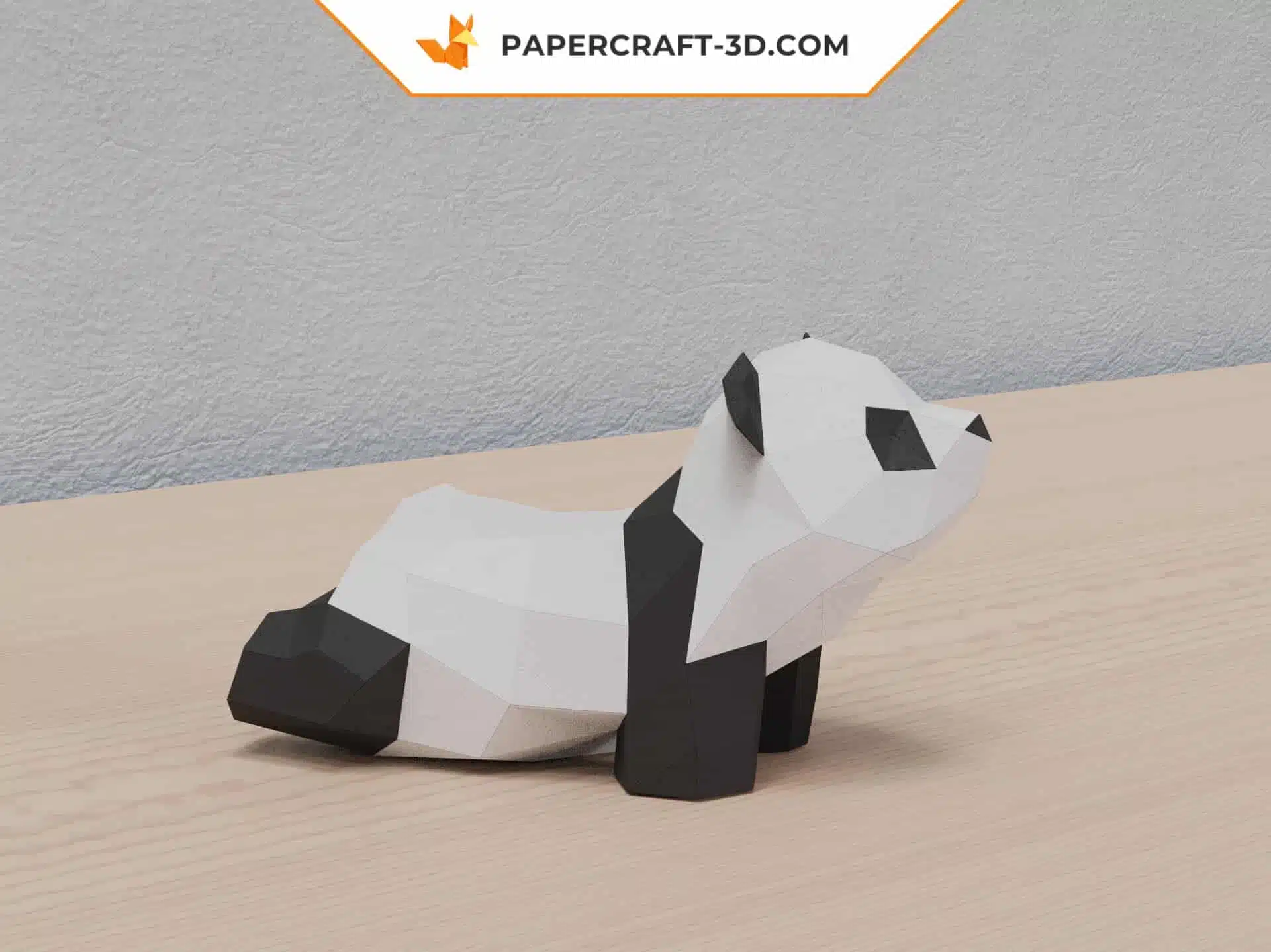 Papercraft de dois pandas em origami 3D, vista 2