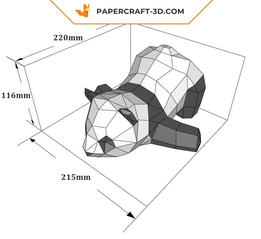 Papercraft de dois pandas em origami 3D, modelo 3D