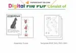 Papercraft Doberman assis en origami papier 3D, weergave 4
