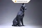 Papercraft Doberman assis en origami papier 3D