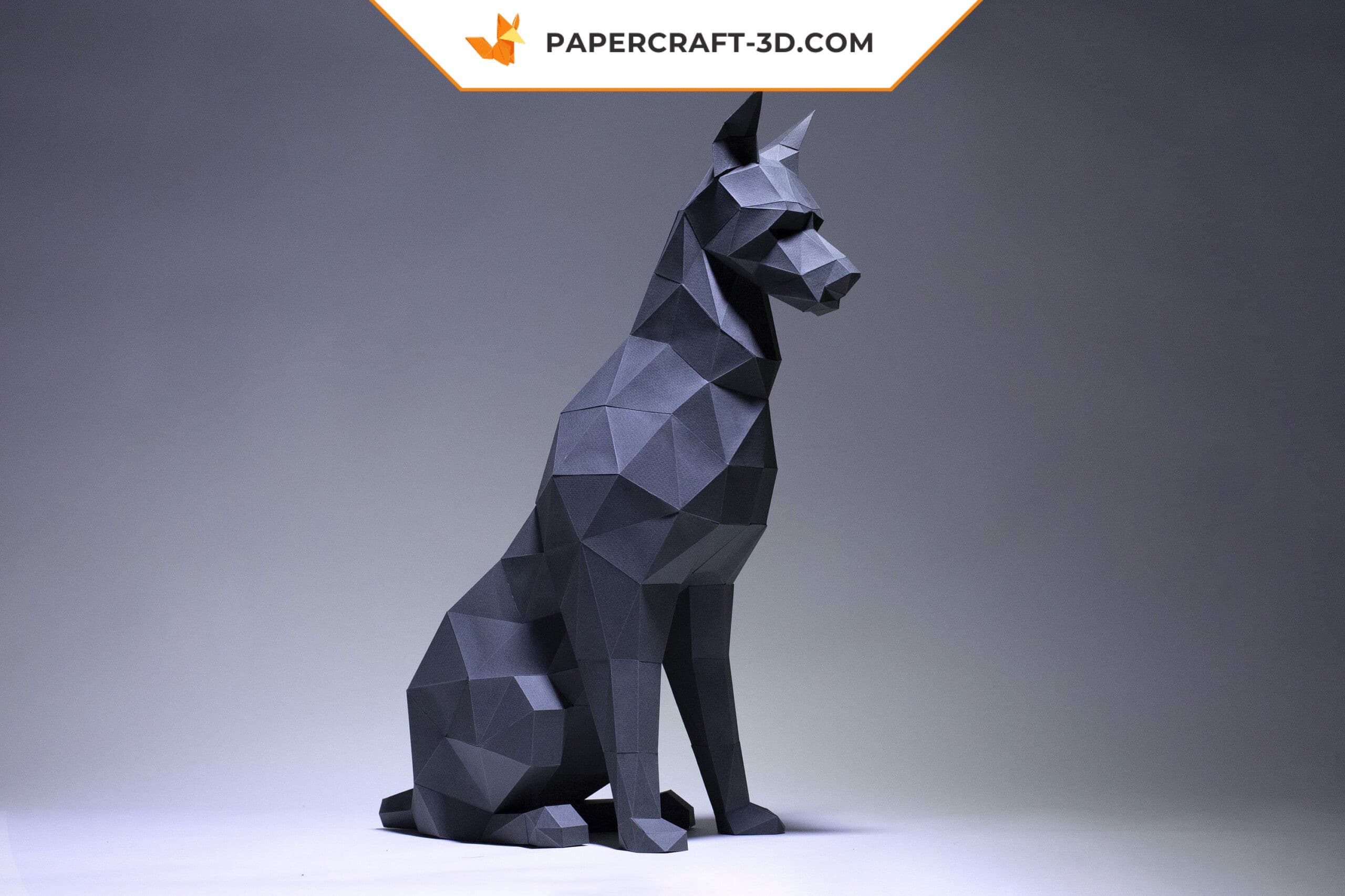 Papercraft of Doberman sitting in 3D origami Papercraft of Doberman sitting in 3D origami