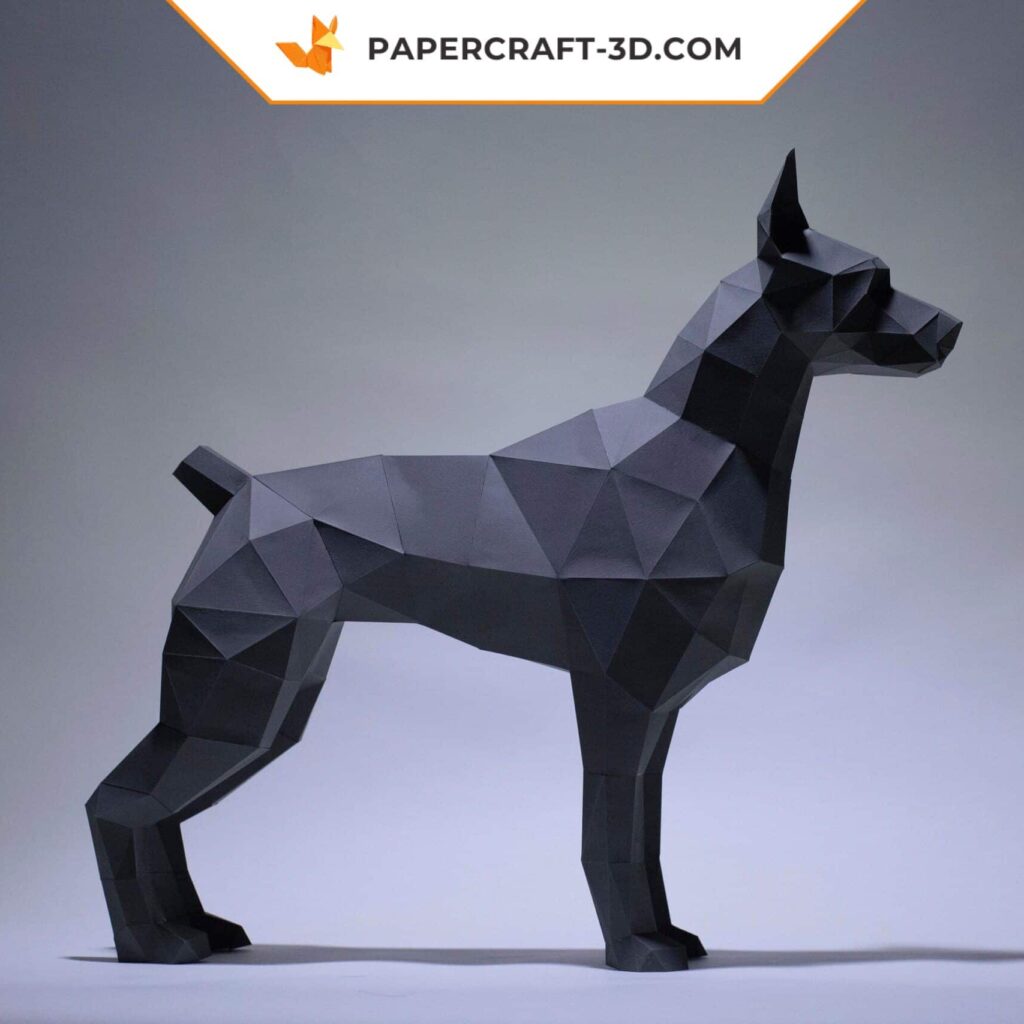 Papercraft Doberman en origami 3D