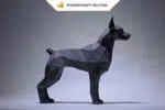 Papercraft Doberman en origami papier 3D pour décoration, weergave 2