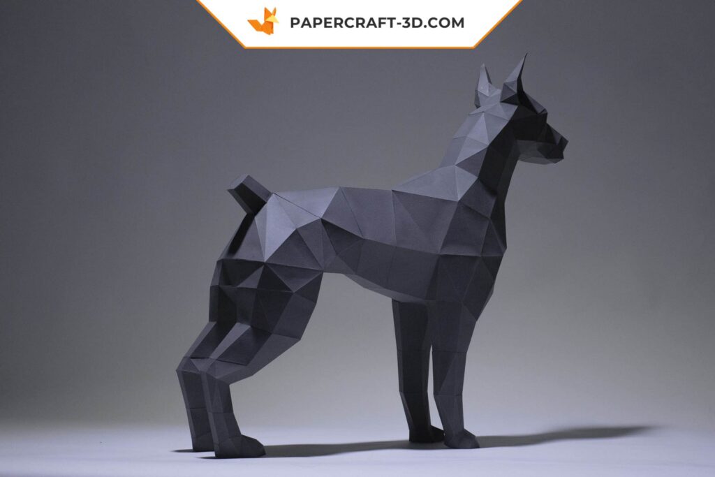 Papercraft Doberman em origami 3D