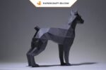 Papercraft Doberman em origami 3D