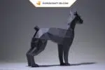 Papercraft Doberman en origami papier 3D pour décoration, weergave 3