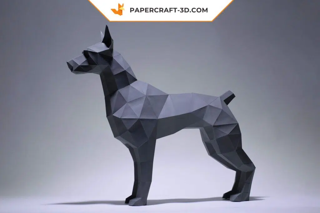 Papercraft de doberman en origami 3D Papercraft de doberman en origami 3D