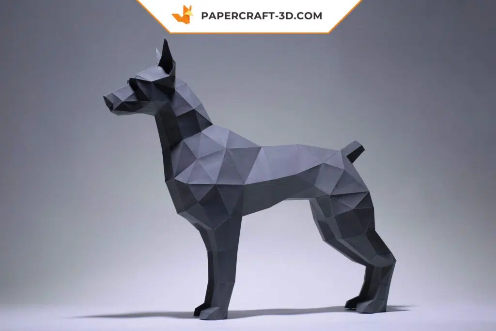 Papercraft Doberman en origami papier 3D pour décoration