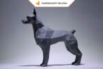 Papercraft Doberman em origami 3D