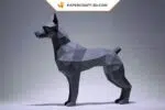Papercraft Doberman en origami papier 3D pour décoration