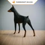 Papercraft Doberman Pinscher origami papier 3D, weergave 3