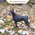 Papercraft de Doberman Pinscher em origami 3D