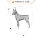Papercraft Doberman Pinscher origami papier 3D, weergave 9