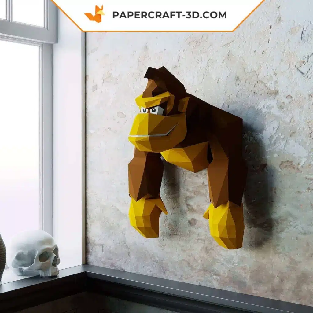 Papercraft di Donkey Kong in origami 3D